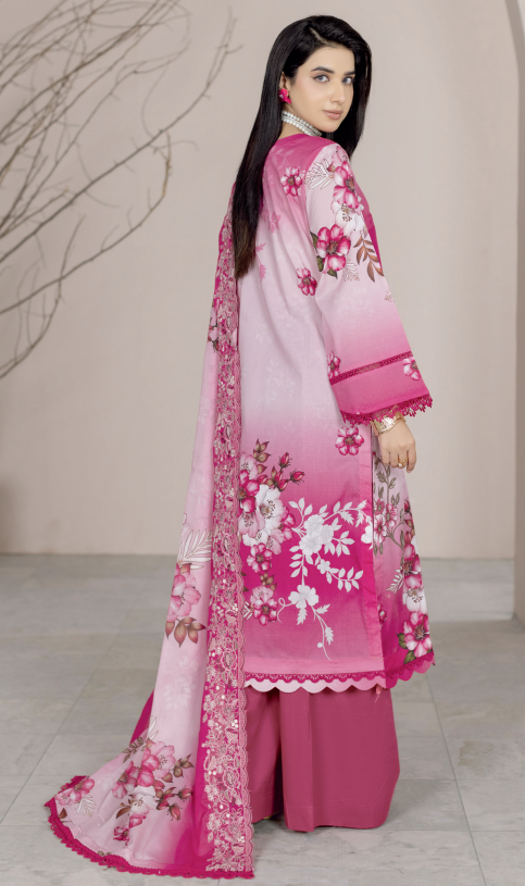 Johra Blackberry Js-556 Embroidered & Printed Lawn Shirt & Dupatta
