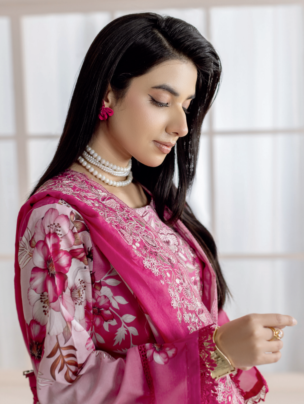 Johra Blackberry Js-556 Embroidered & Printed Lawn Shirt & Dupatta