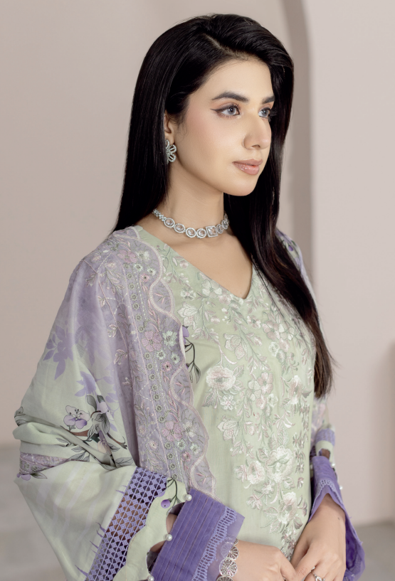 Johra Blackberry Js-557 Embroidered & Printed Lawn Shirt & Dupatta