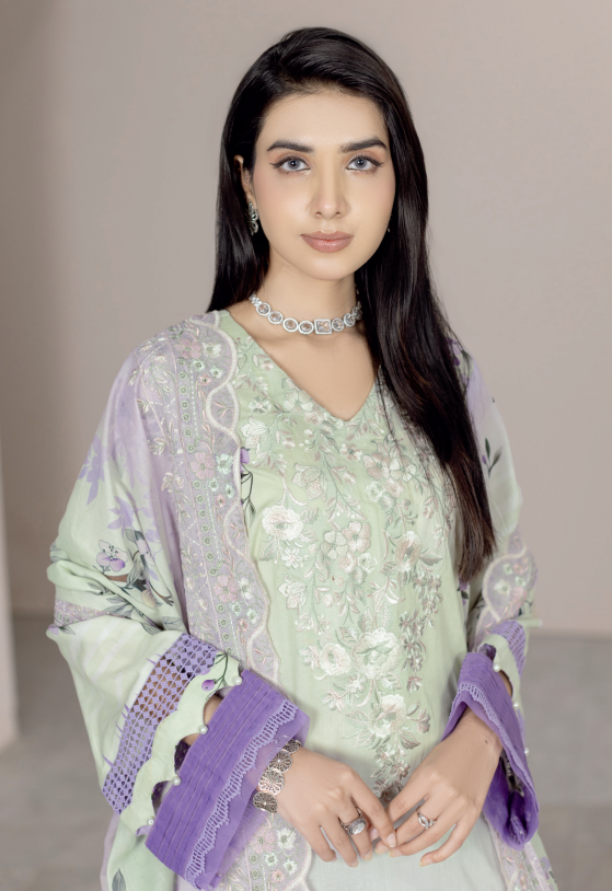 Johra Blackberry Js-557 Embroidered & Printed Lawn Shirt & Dupatta