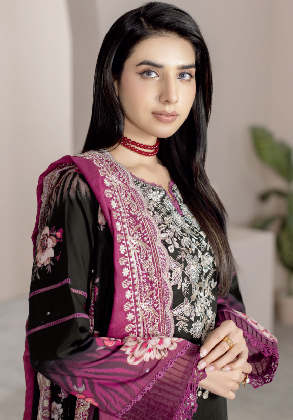 Johra Blackberry Js-558 Embroidered & Printed Lawn Shirt & Dupatta