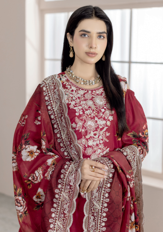 Johra Blackberry Js-561 Embroidered & Printed Lawn Shirt & Dupatta