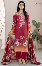Johra Blackberry Js-561 Embroidered & Printed Lawn Shirt & Dupatta