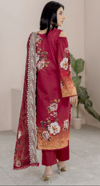 Johra Blackberry Js-561 Embroidered & Printed Lawn Shirt & Dupatta