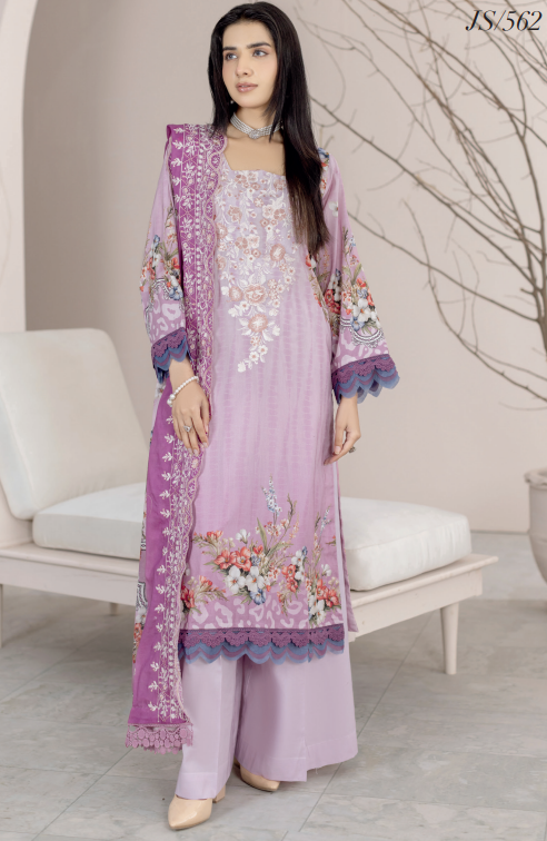 Johra Blackberry Js-562 Embroidered & Printed Lawn Shirt & Dupatta