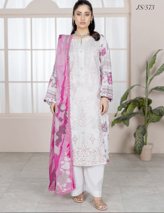 Johra Lawnkari Js-573 Embroidered & Printed Lawn with Printed Lawn Dupatta