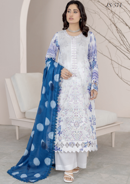 Johra Lawnkari Js-574 Embroidered & Printed Lawn with Printed Lawn Dupatta