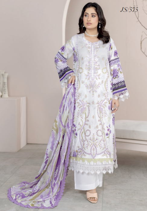 Johra Lawnkari Js-575 Embroidered & Printed Lawn with Printed Lawn Dupatta