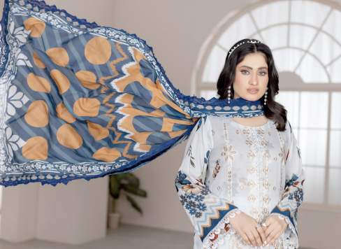 Johra Lawnkari Js-576 Embroidered & Printed Lawn with Printed Lawn Dupatta