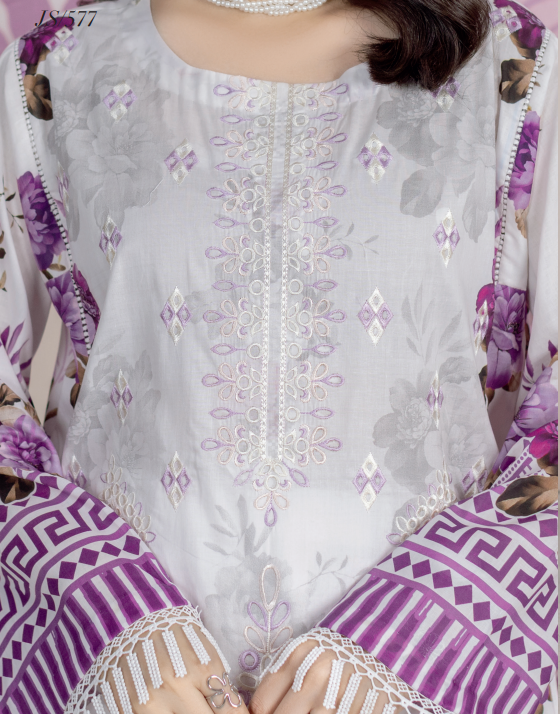 Johra Lawnkari Js-577 Embroidered & Printed Lawn with Printed Lawn Dupatta