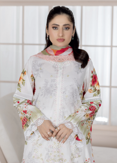Johra Lawnkari Js-581 Embroidered & Printed Lawn with Printed Lawn Dupatta