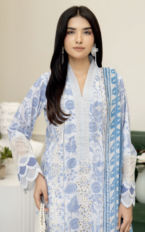 Johra Printkari Js-609 Embroidered & Printed Lawn with Printed Chiffon Dupatta