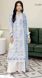 Johra Printkari Js-609 Embroidered & Printed Lawn with Printed Chiffon Dupatta