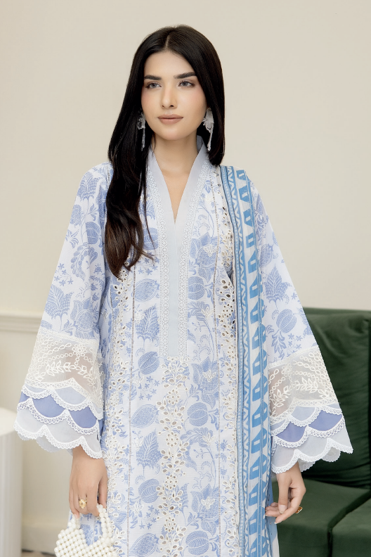Johra Printkari Js-609 Embroidered & Printed Lawn with Printed Chiffon Dupatta