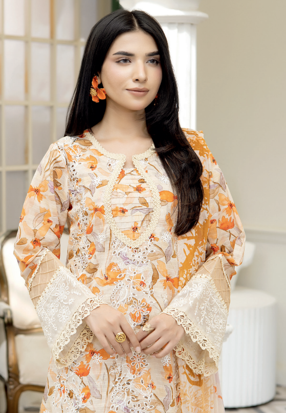 Johra Printkari Js-611 Embroidered & Printed Lawn with Printed Chiffon Dupatta