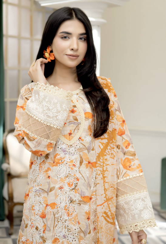 Johra Printkari Js-611 Embroidered & Printed Lawn with Printed Chiffon Dupatta