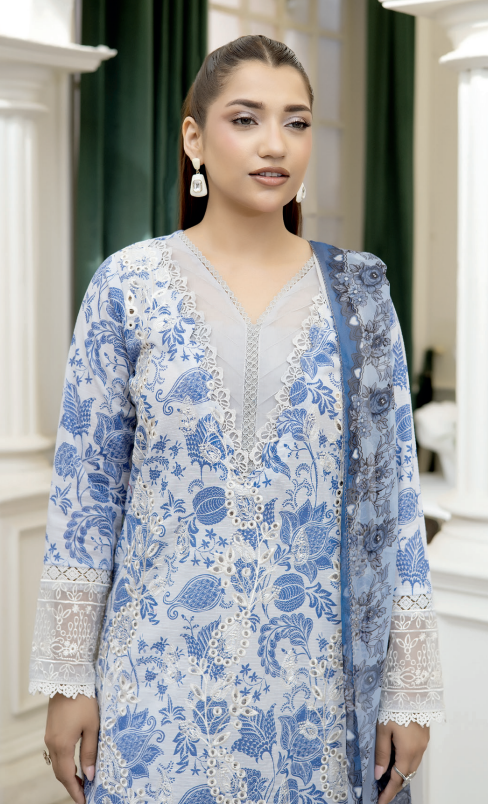 Johra Printkari Js-612 Embroidered & Printed Lawn with Printed Chiffon Dupatta