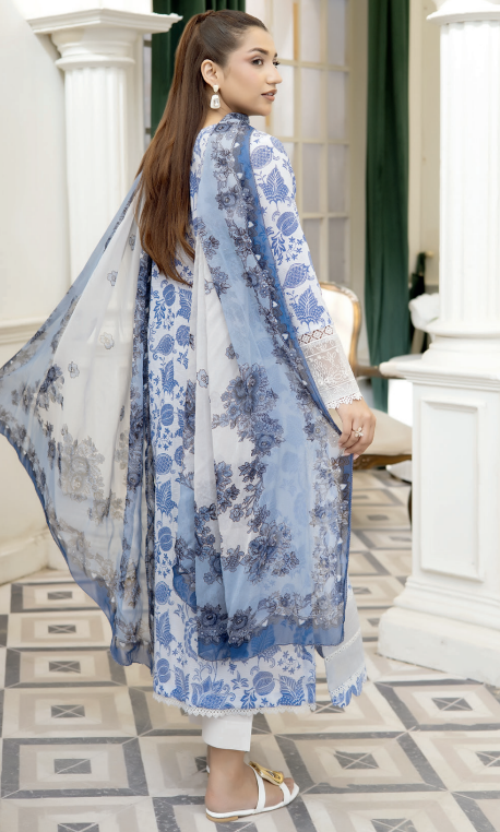 Johra Printkari Js-612 Embroidered & Printed Lawn with Printed Chiffon Dupatta