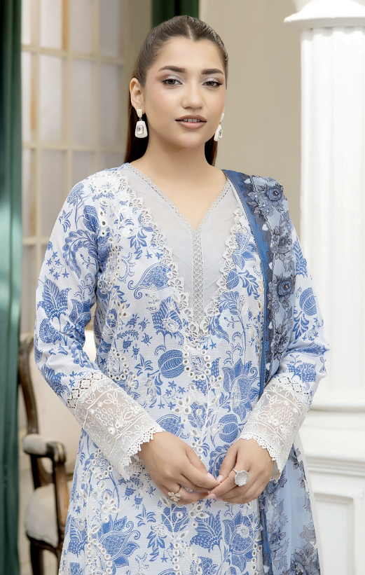 Johra Printkari Js-612 Embroidered & Printed Lawn with Printed Chiffon Dupatta