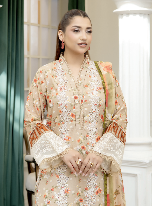 Johra Printkari Js-613 Embroidered & Printed Lawn with Printed Chiffon Dupatta