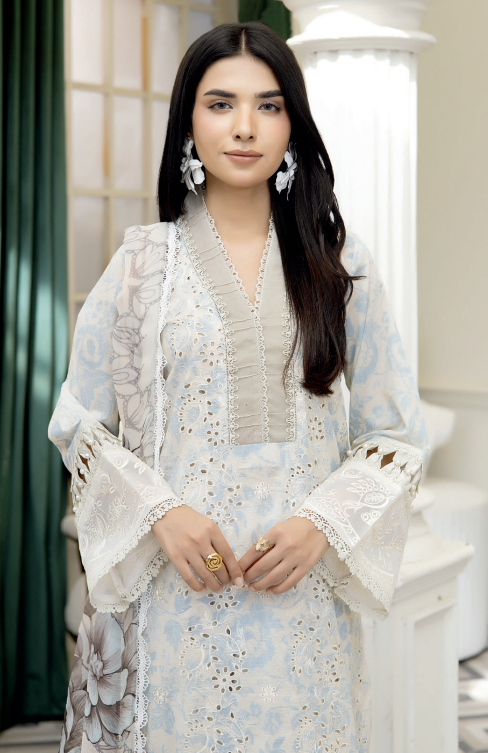 Johra Printkari Js-614 Embroidered & Printed Lawn with Printed Chiffon Dupatta