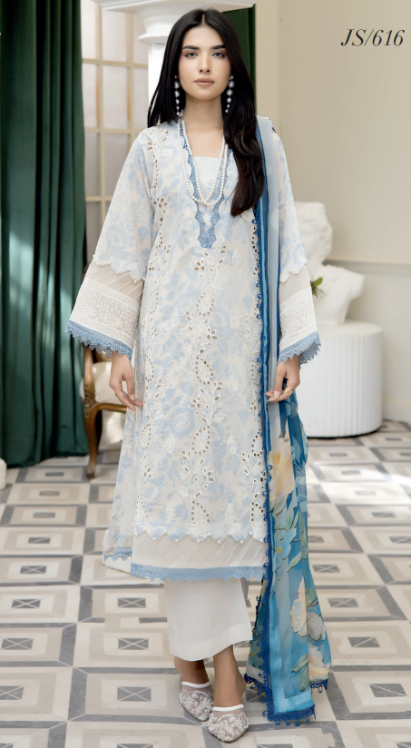 Johra Printkari Js-616 Embroidered & Printed Lawn with Printed Chiffon Dupatta