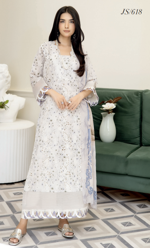 Johra Printkari Js-618 Embroidered & Printed Lawn with Printed Chiffon Dupatta