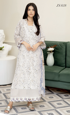 Johra Printkari Js-618 Embroidered & Printed Lawn with Printed Chiffon Dupatta