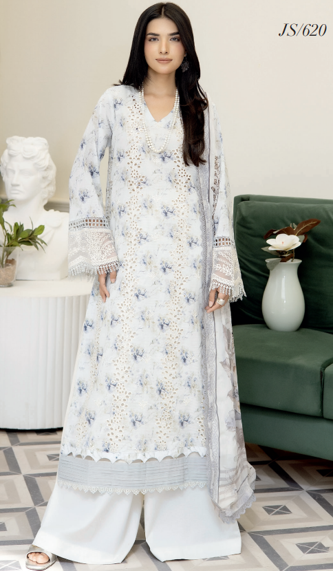 Johra Printkari Js-620 Embroidered & Printed Lawn with Printed Chiffon Dupatta