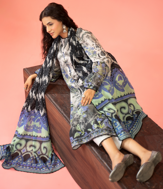 Kunar By Gull Jee A2 3pc Digital Printed Fancy Lawn Suit