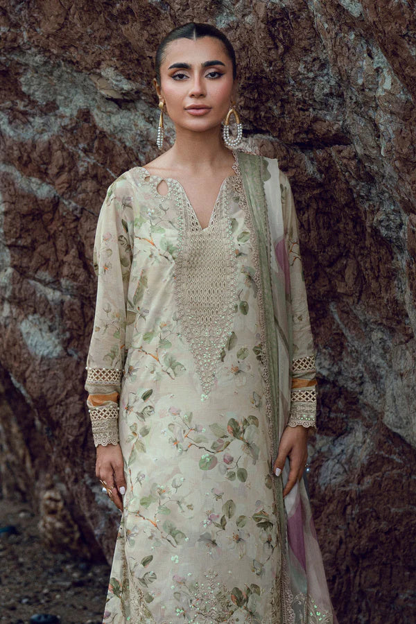 Nureh Gardenia 205 Embroidered and Printed Lawn