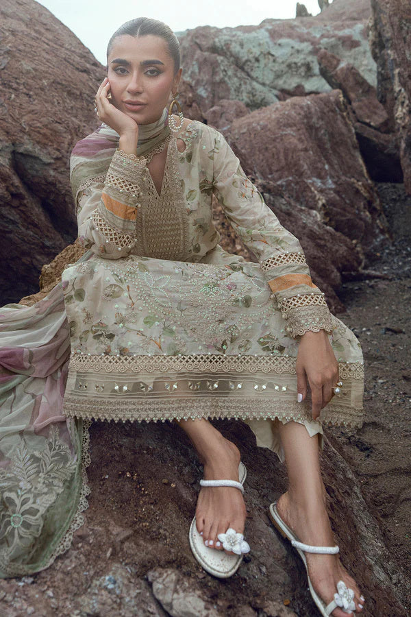 Nureh Gardenia 205 Embroidered and Printed Lawn