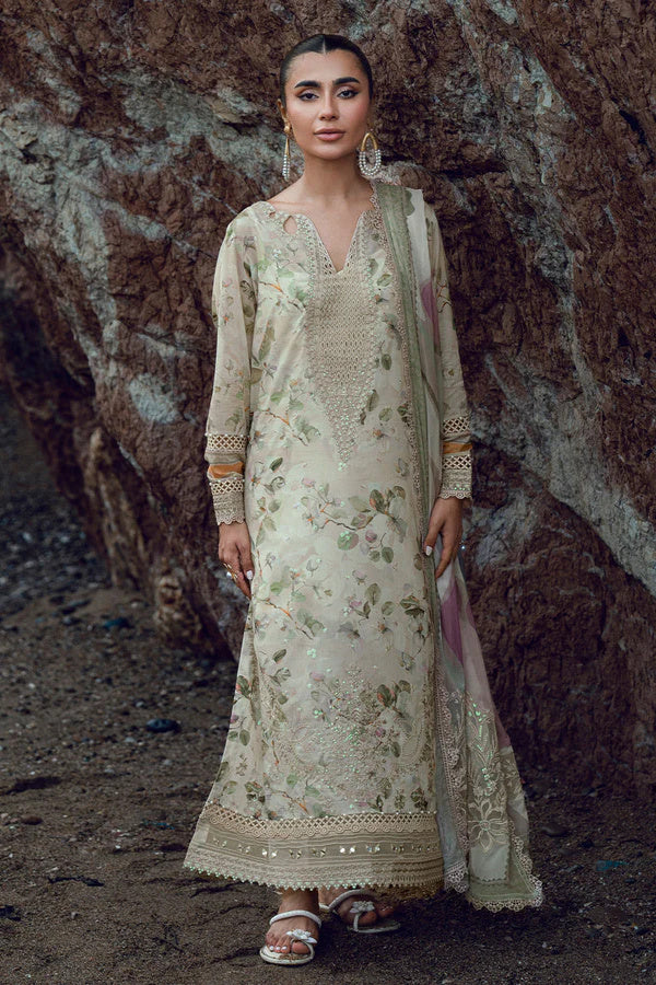 Nureh Gardenia 205 Embroidered and Printed Lawn