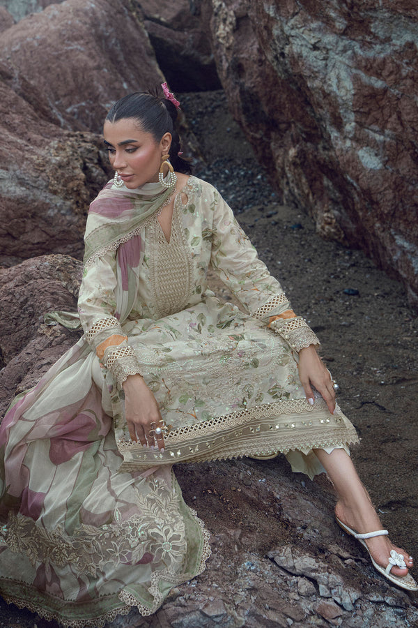 Nureh Gardenia 205 Embroidered and Printed Lawn