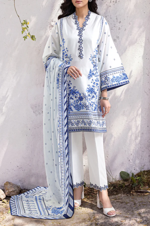 Saya 01A 3pc Embroidered and Premium Printed Lawn Shirt & Dupatta