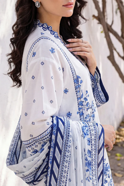 Saya 01A 3pc Embroidered and Premium Printed Lawn Shirt & Dupatta