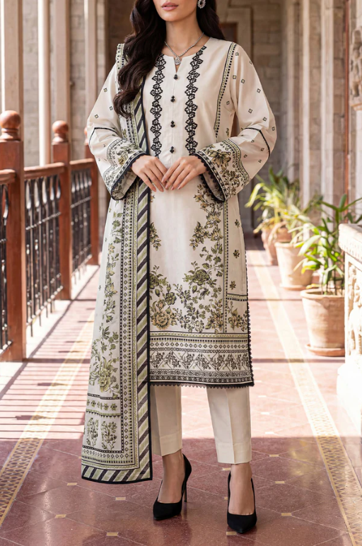 Saya 01B 3pc Embroidered and Premium Printed Lawn Shirt & Dupatta