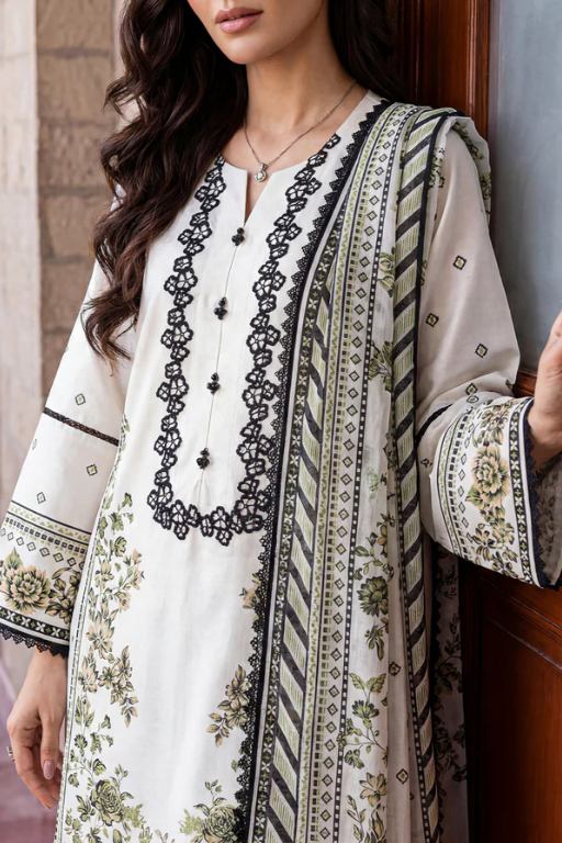Saya 01B 3pc Embroidered and Premium Printed Lawn Shirt & Dupatta