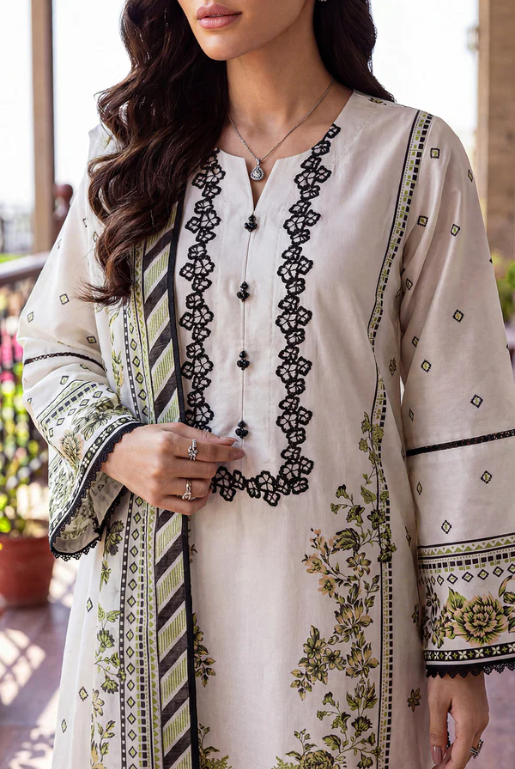 Saya 01B 3pc Embroidered and Premium Printed Lawn Shirt & Dupatta
