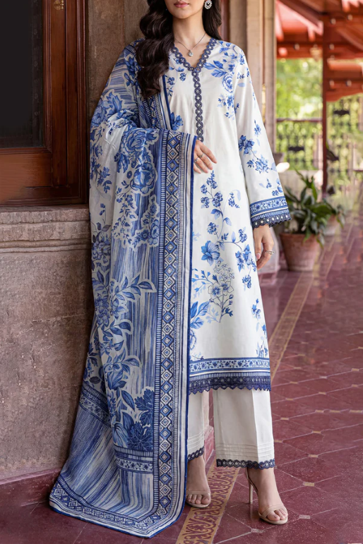 Saya 02A 3pc Embroidered and Premium Printed Lawn Shirt & Dupatta