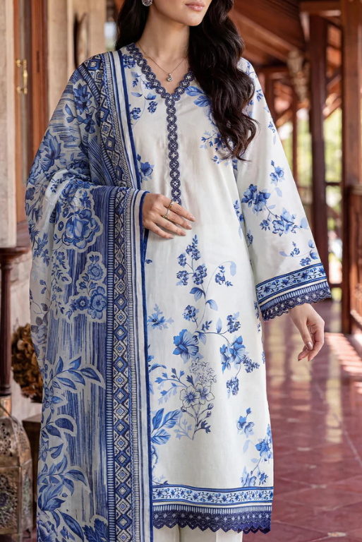 Saya 02A 3pc Embroidered and Premium Printed Lawn Shirt & Dupatta