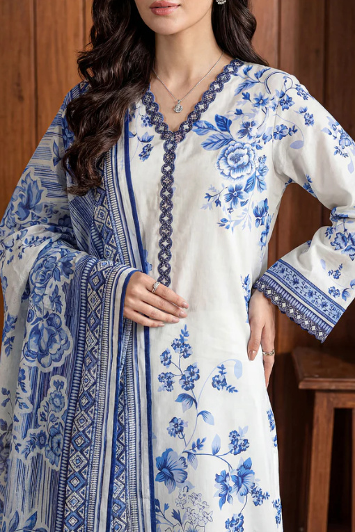 Saya 02A 3pc Embroidered and Premium Printed Lawn Shirt & Dupatta