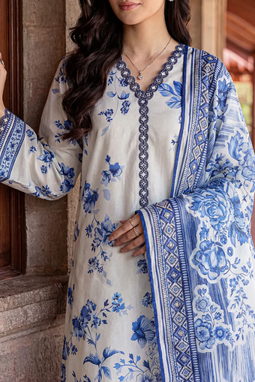 Saya 02A 3pc Embroidered and Premium Printed Lawn Shirt & Dupatta