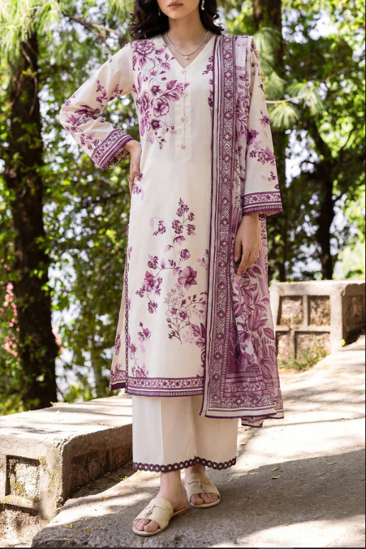 Saya 02B 3pc Embroidered and Premium Printed Lawn Shirt & Dupatta
