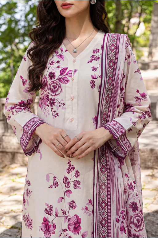 Saya 02B 3pc Embroidered and Premium Printed Lawn Shirt & Dupatta