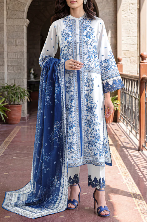 Saya 03A 3pc Embroidered and Premium Printed Lawn Shirt & Dupatta