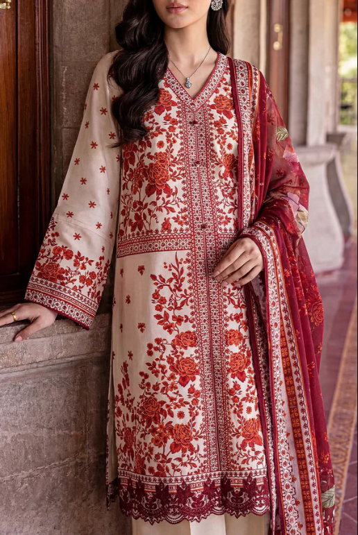 Saya 03B 3pc Embroidered and Premium Printed Lawn Shirt & Dupatta