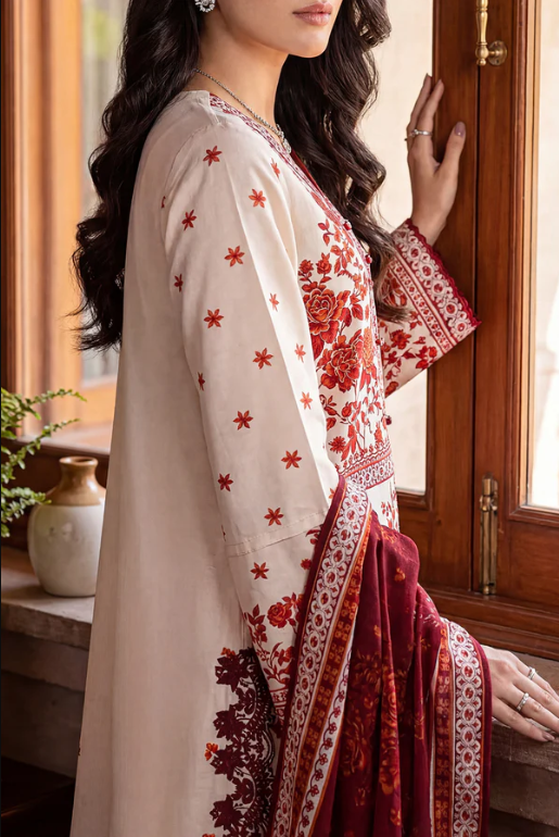 Saya 03B 3pc Embroidered and Premium Printed Lawn Shirt & Dupatta