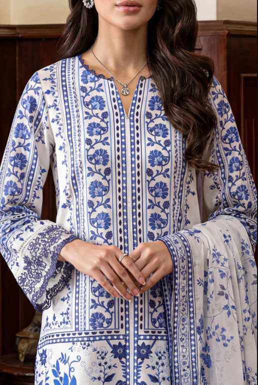 Saya 05A 3pc Embroidered and Premium Printed Lawn Shirt & Dupatta