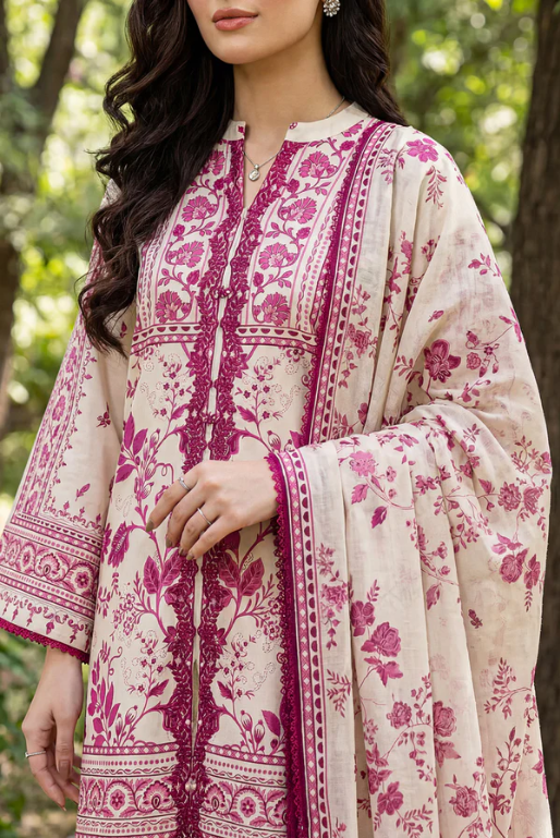 Saya 05B 3pc Embroidered and Premium Printed Lawn Shirt & Dupatta